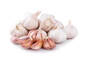 Fresh garlic isolated on white background photo