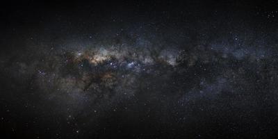 Panorama Milky way galaxy with stars and space dust in the universe, Long exposure photograph, with grain. photo