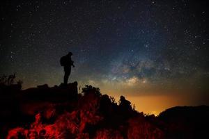 Milky Way Galaxy at Doi Luang Chiang Dao.Long exposure photograph.With grain photo