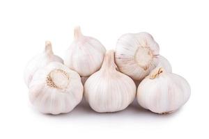 Fresh garlic isolated on white background photo