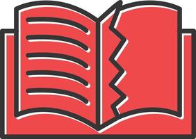 Teared Book Filled Icon vector