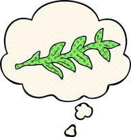 cartoon plant and thought bubble in comic book style vector