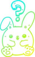 cold gradient line drawing cartoon rabbit with question mark vector