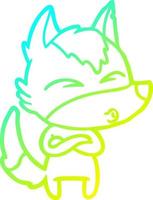 cold gradient line drawing cartoon wolf whistling vector