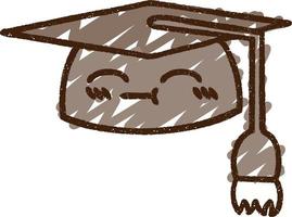 dibujo de tiza de gorro de graduación vector