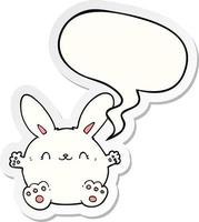 cute cartoon rabbit and speech bubble sticker vector