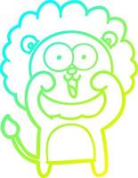 cold gradient line drawing happy cartoon lion vector