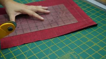 Woman's hands, doing her patchwork video