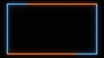 forma de moldura retangular de borda de brilho de luz neon por efeito de ilustração gráfica moderna, lâmpada brilhante fluorescente elétrica à noite, tabuleta de laser led abstrata para billboard retro bar party club casino video