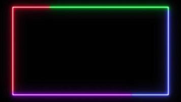 forme de cadre rectangle de bordure lumineuse au néon par effet d'illustration graphique moderne, lampe brillante fluorescente électrique la nuit, enseigne laser led abstraite pour panneau d'affichage rétro bar party club casino video
