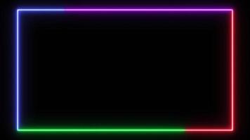 forma de marco de rectángulo de borde de brillo de luz de neón por efecto de ilustración gráfica moderna, lámpara brillante fluorescente eléctrica en la noche, cartel de láser led abstracto para cartelera retro bar party club casino