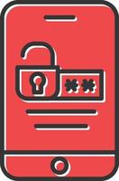 Unlock Mobile Filled Icon vector