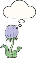 cartoon wild flower and thought bubble vector