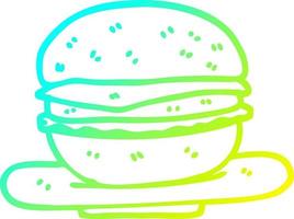 hamburguesa de dibujos animados de dibujo de línea de gradiente frío vector