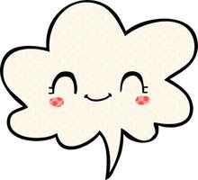 cute cartoon face and speech bubble in comic book style vector