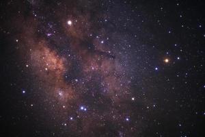 Milky way galaxy with stars and space dust in the universe, Long exposure photograph, with grain. photo