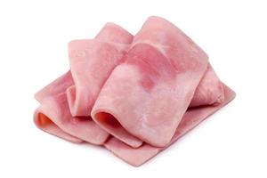 slices of cooked ham isolate on white photo