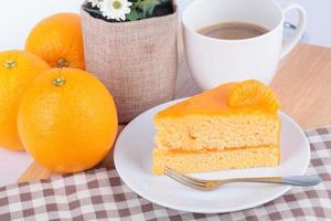 orange cake with coffee photo