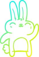 cold gradient line drawing cartoon happy bunny vector
