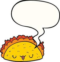 cartoon taco and speech bubble vector