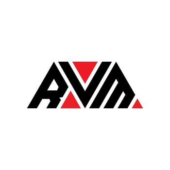 RVM triangle letter logo design with triangle shape. RVM triangle logo design monogram. RVM triangle vector logo template with red color. RVM triangular logo Simple, Elegant, and Luxurious Logo. RVM