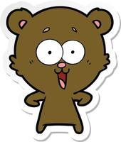 sticker of a laughing teddy  bear cartoon vector