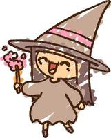 Happy Witch Chalk Drawing vector