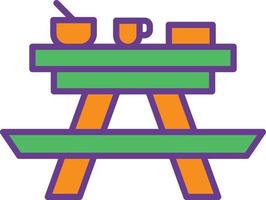 Picnic Table Line Filled Two Color vector