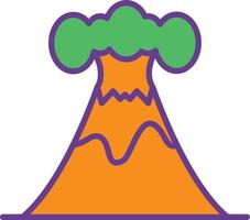 línea de volcán llena de dos colores vector