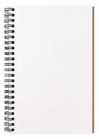 blank realistic spiral notepad notebook isolated on white background photo