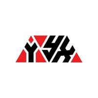 diseño de logotipo de letra de triángulo yyx con forma de triángulo. monograma de diseño del logotipo del triángulo yyx. plantilla de logotipo de vector de triángulo yyx con color rojo. logotipo triangular yyx logotipo simple, elegante y lujoso. yyx