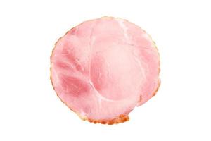 Sliced smoked ham isolated on white photo