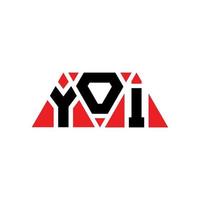 YOI triangle letter logo design with triangle shape. YOI triangle logo design monogram. YOI triangle vector logo template with red color. YOI triangular logo Simple, Elegant, and Luxurious Logo. YOI