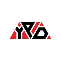 YPD triangle letter logo design with triangle shape. YPD triangle logo design monogram. YPD triangle vector logo template with red color. YPD triangular logo Simple, Elegant, and Luxurious Logo. YPD