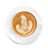 Top view latte art coffee photo