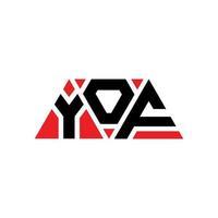 YOF triangle letter logo design with triangle shape. YOF triangle logo design monogram. YOF triangle vector logo template with red color. YOF triangular logo Simple, Elegant, and Luxurious Logo. YOF