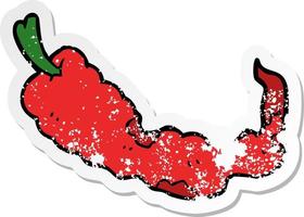 distressed sticker of a cartoon chili pepper vector