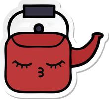 sticker of a cute cartoon kettle vector