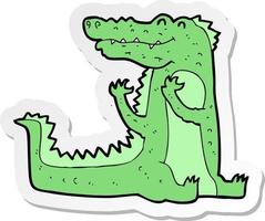 sticker of a cartoon crocodile vector