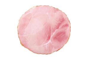 Sliced smoked ham isolated on white background photo