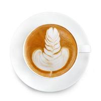Top view latte art coffee photo