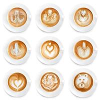 Latte art coffee isolated on white background photo