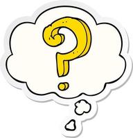 cartoon question mark and thought bubble as a printed sticker vector