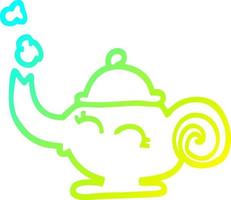 cold gradient line drawing cartoon magic lamp vector