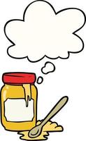 cartoon jar of honey and thought bubble vector