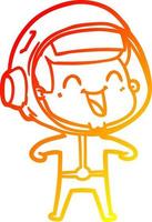 warm gradient line drawing happy cartoon astronaut vector