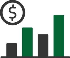 gráfico de barras glifo de dos colores vector