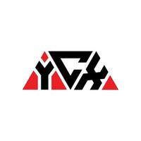 Diseño de logotipo de letra triangular ycx con forma de triángulo. monograma de diseño del logotipo del triángulo ycx. plantilla de logotipo de vector de triángulo ycx con color rojo. logotipo triangular ycx logotipo simple, elegante y lujoso. ycx