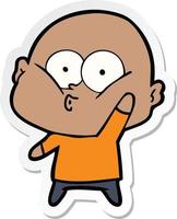 sticker of a cartoon bald man staring vector