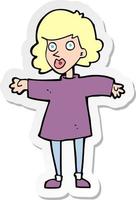 sticker of a cartoon nervous woman vector